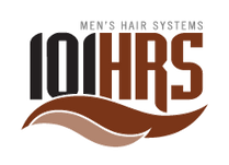 Men's hair systems logo with mustache design.