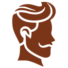 Silhouette of man with styled hair.